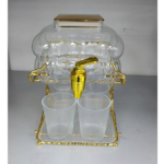 GLASS JUICE BOTTLE+4-PCS GLASS SET W/STAND