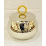 METAL ROUND BOWL W/LID-17X17X16