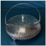 GOLDEN ROUND TRAY W/COVER+HANDLE -19X19X7.2X16CM