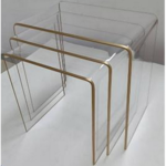 3 PCS ACRYLIC SIDE TABLE SET ROSE GOLD EDGE