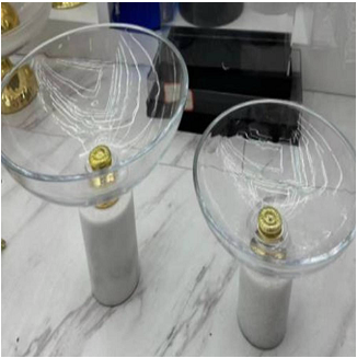 ⁦GLASS BOWL WITH MARBLE STAND-27.5*24CM⁩ - الصورة ⁦1⁩