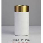 MARBLE CANDLE HOLDER -GOLD-10X10X21CM