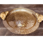 33CM GLASS ROUND PLATE W/HANDLE