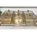 4PART GLASS BOWL W/IRON STAND