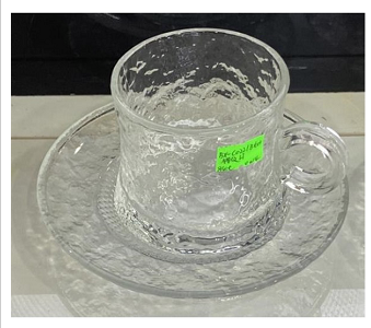 ⁦6+6PCS GLASS TEA CUP & SAUCER SET⁩ - الصورة ⁦1⁩