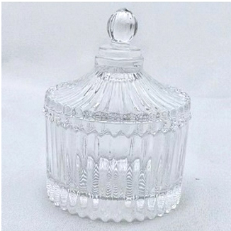 ⁦GLASS CANDY JAR WITH LID-T65MM*H90MM/V85ML⁩ - الصورة ⁦1⁩