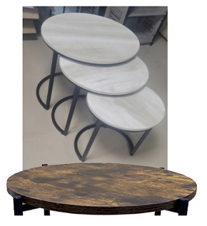 ⁦3PCS ROUND NESTING TABLE SET-BLACK-565X565X600MM⁩ - الصورة ⁦1⁩