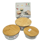 3 IN 1 BOROSILICATE GLASS CONTAINER SET WITH BAMBOO COVER