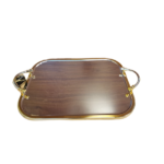 S/STEEL SERVING TRAY W/HANDLE-SILVER/GOLD