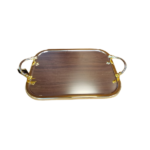 S/STEEL SERVING TRAY W/HANDLE-SILVER/GOLD