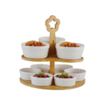 9 PIECE CERAMIC BOWL WITH 2 LAYER STAND SET
