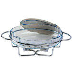 3LT GLASS CHAFING DISH WITH METAL STAND K310