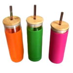 GLASS JUICE CUP W/STRAW-400ML