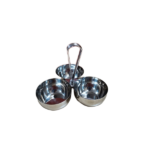 SILVER THREE-SECTION NUT/SNACK DISH