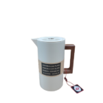 BEIGE STEEL THERMOS WITH WOOD HANDLE-0.6L