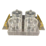 4PCS ACRYLIC CANDY BOWL W/COVER+TRAY SET
