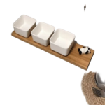3-PCS CERAMIC BOWL SET W/BAMBOO BASE