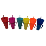 PLASTIC SNACK BOWL+CUP HANDLE W/STRAW