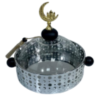 IRON CANDY TRAY W/LID-SILVER/BLACK-21X16X20CM