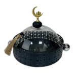 IRON CANDY TRAY W/LID-SILVER/BLACK-25X20X22CM