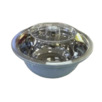 S/STEEL SERVING BOWL W/ ACRYLIC LID-26CM