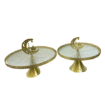 GLASS ROUND TRAY W/STAND