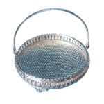 SILVER ROUND TRAY W/HANDLE -19X19X7.2X16CM