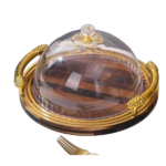 WOODEN CAKE TRAY W/ACRYLIC COVER