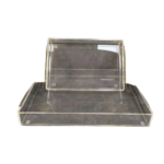 ACRYLIC TRAY W/ GOLDEN HANDLE-33X16.5X4.5CM
