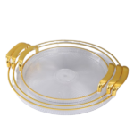PLASTIC ROUND TRAY W/HANDLE -30X27.5X2.2CM