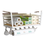 HANGING STORAGE RACK W/TISSUE HOLDER-44X27X16