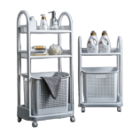 WHEELED 3-LAYER STORAGE RACK W/BASKET-31X45.5X101/39.5X30X34