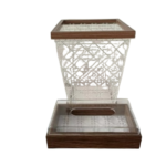ACRYLIC DUSTBIN W/TISSUE BOX SET-21.5X21.5X26.5/23X13X6.5CM