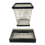 ACRYLIC TISSUE BOX WITH TRASH CAN-21.5X21.5X26.5/23X13X6.5