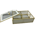 GLASS 4-PART CANDY BOX W/COVER-22X16X6
