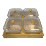 4 PCS ACRYLIC CANDY BOX W/TRAY SET-22.5X22.5X9.5