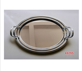 ⁦S/STEEL GERMAX 2 PCS SERVING TRAY SET-SILVER⁩ - الصورة ⁦1⁩