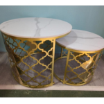 2-PCS METAL ROUND TABLE SET-60X50CM/40X47.5CM
