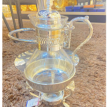 GLASS KETTLE W/STAND SILVER-19X15X36CM