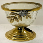 LEAF GLASS FLOWER VASE WITH METAL STAND