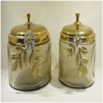 LEAF GLASS JAR WITH METAL LID