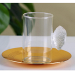 12PCS GLASS TEA CUP SET-GOLD-150CC