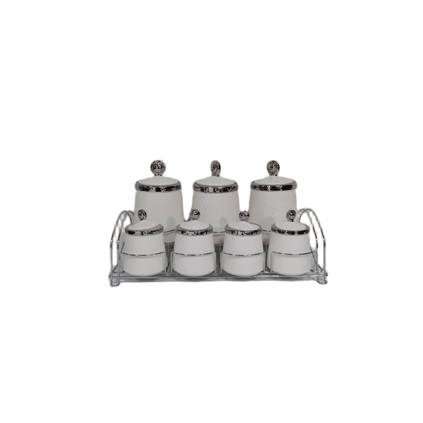 0869225200098.png 7PCS CANISTER SET W/METAL STAND - الصورة 1