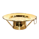 S/STEEL ROUND TRAY W/STAND-GOLD-55CM