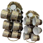 12PCS CERAMIC CUP & SAUCER SET W/STAND -200CC