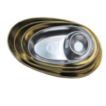 STEEL OVAL SNACK PLATE -GOLD-31X15X2.4