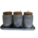 3-PCS CERAMIC SPICE JAR SET