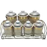 7PCS CERAMIC STORAGE JAR SET W/STAND