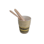 6 PCS ICE-CREAM CUP+WOOD SPOON SET-KARAMEL-RK
