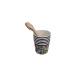 6 PCS ICE-CREAM CUP+WOOD SPOON SET-CUSTARD-RK